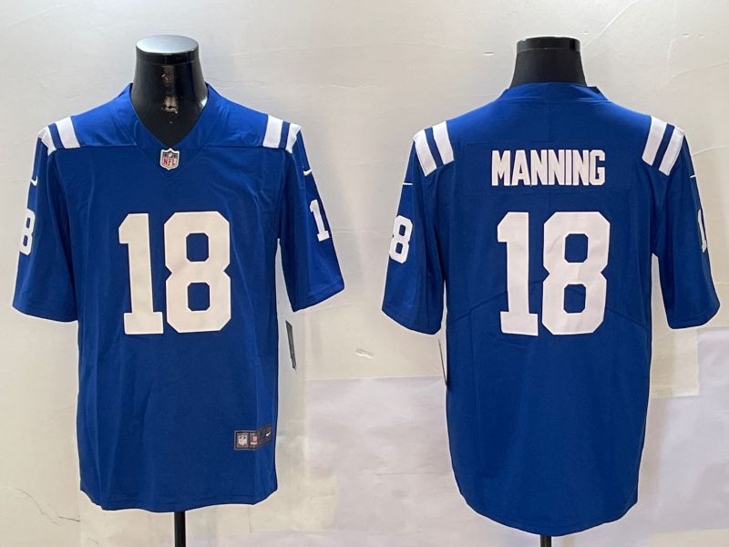 Men Indianapolis Colts #18 Manning Blue Second generation 2024 Nike Limited NFL Jersey style 1->youth nfl jersey->Youth Jersey